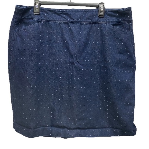 Talbots skirt women's size 16w  jean skirt denim dot classic basic modest - Picture 1 of 10